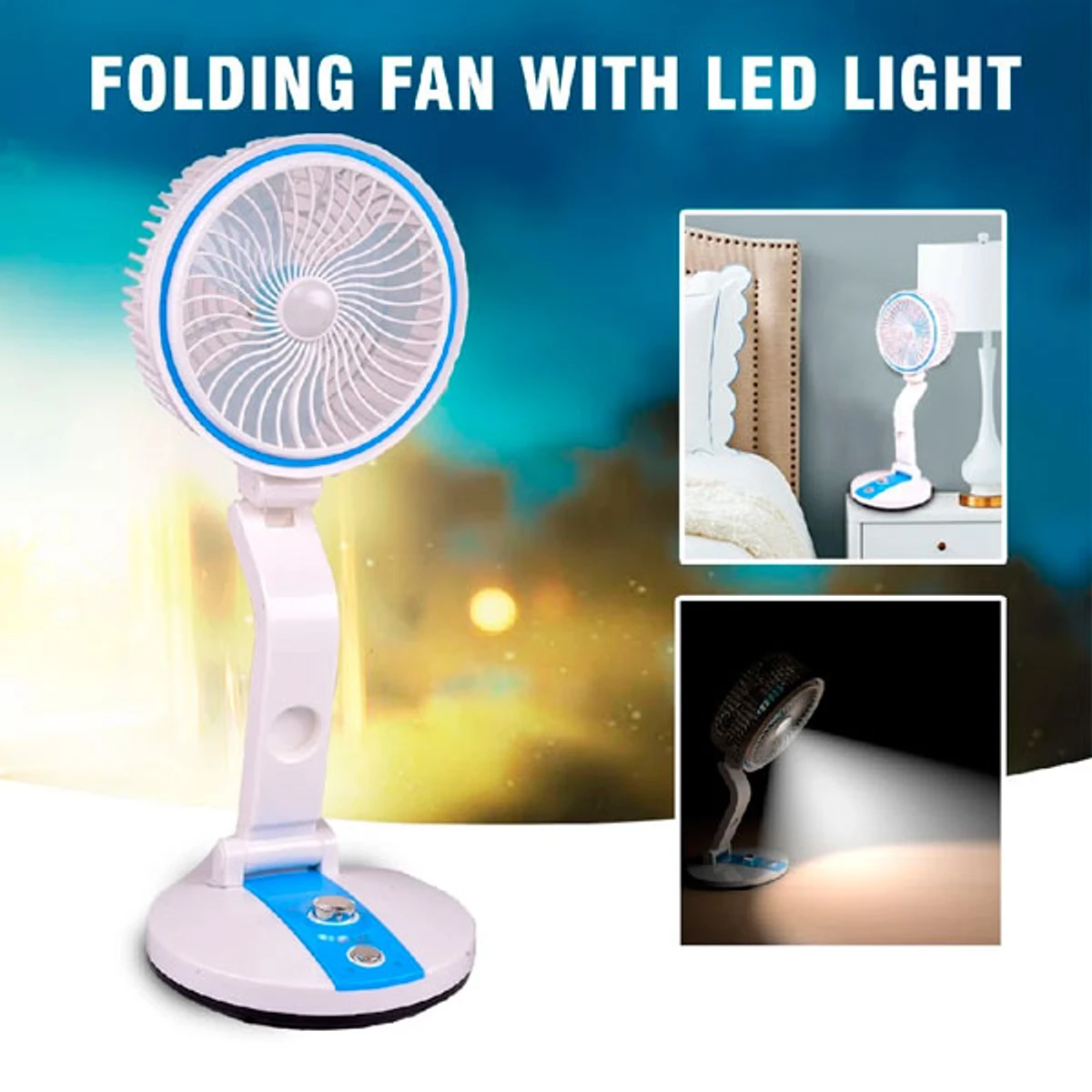 L R 2018 Rechargeable & Foldable Fan with Light