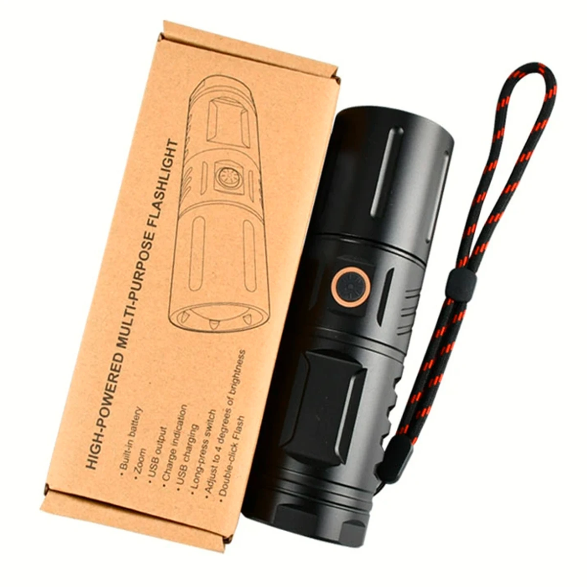 Rechargeable LED Torch Light , Waterproof Strong LED Flashlight With Power Bank