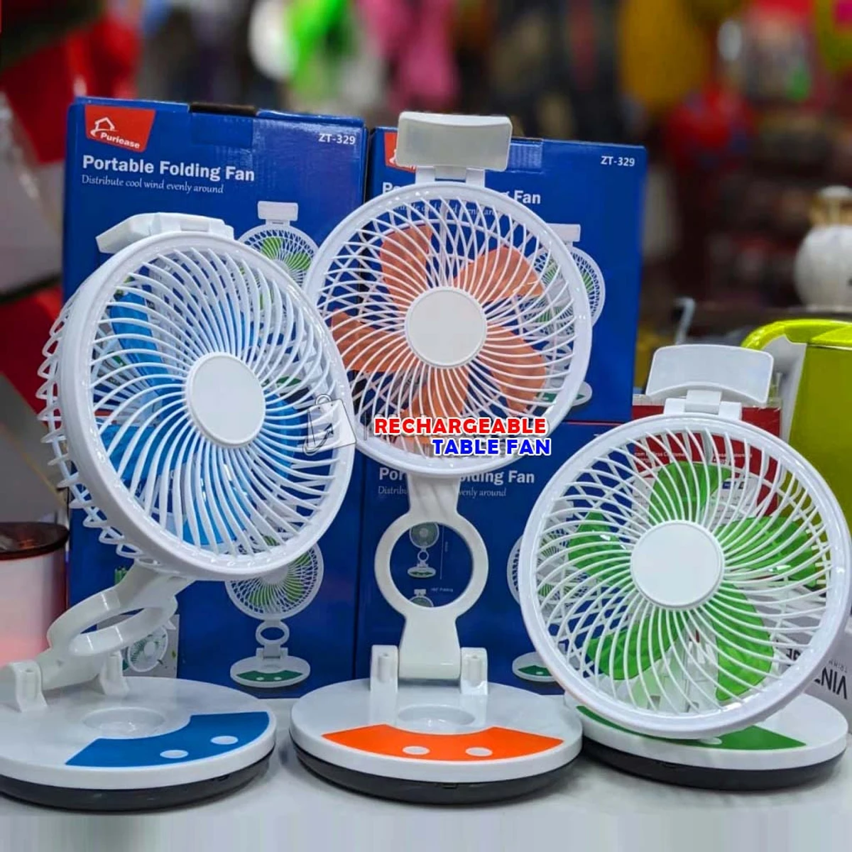 Rechargeable Table Fan With LED Light