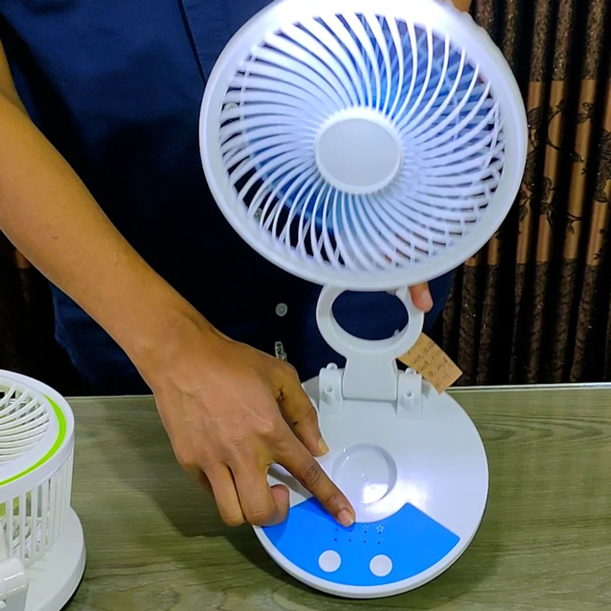 Rechargeable Table Fan With LED Light